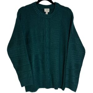 St John’s Bay Chunky Warm Cable Knit Sweater Evergreen Color NWT Size XL